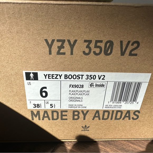 New in box- Adidas Yeezy Boost 350 v 2. The color way is flax. - Picture 3 of 5